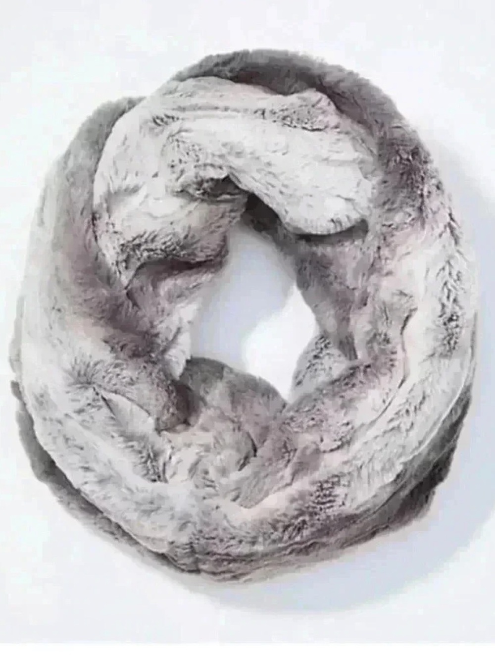 LOFT Plush Faux Fur Infinity Scarf in Light Gray